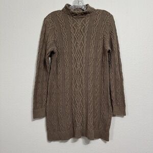 Jeanne Pierre‎ Beige Mock Neck Tunic Long Sleeve Sweater Womens Size L Fisherman